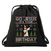 Dabbing Go Jesus Its Your Birthday Merry Christmas Day Drawstring Bag