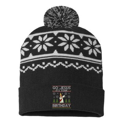 Dabbing Go Jesus Its Your Birthday Merry Christmas Day USA-Made Snowflake Beanie