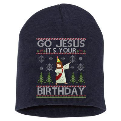 Dabbing Go Jesus Its Your Birthday Merry Christmas Day Short Acrylic Beanie