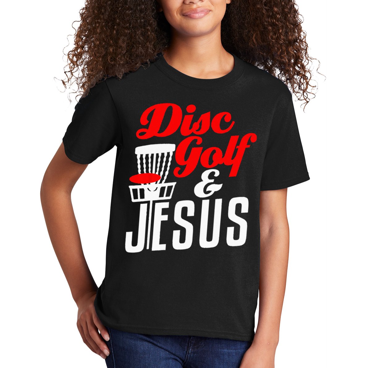 Disc Golf Jesus Christian Gift Funny Golfing Golfer Lover Kids T-Shirt