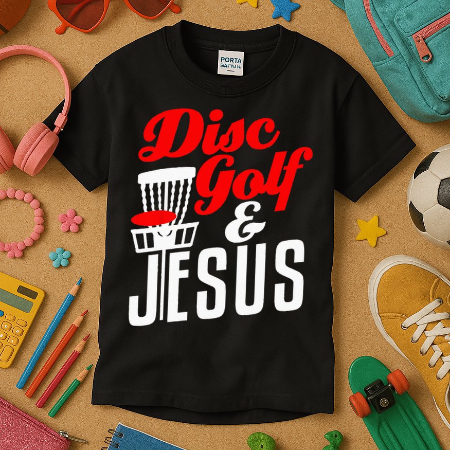 Disc Golf Jesus Christian Gift Funny Golfing Golfer Lover Kids T-Shirt