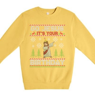 Dabbing Go Jesus It Is Your Birthday Merry Christmas Premium Crewneck Sweatshirt