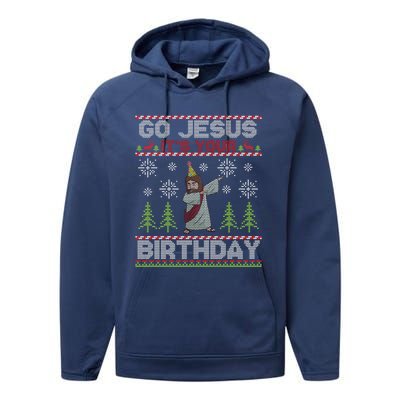 Dabbing Go Jesus It Is Your Birthday Merry Christmas Performance Fleece Hoodie