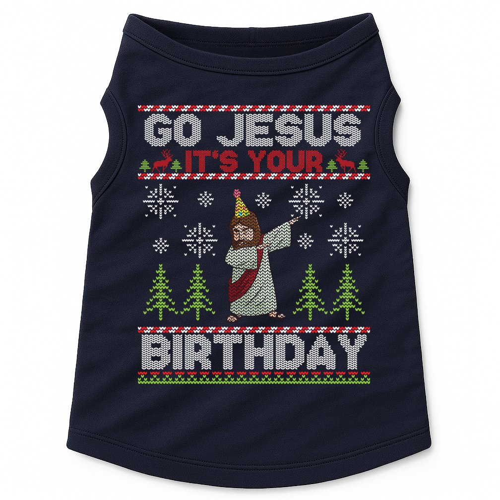 Dabbing Go Jesus It Is Your Birthday Merry Christmas Doggie Tank