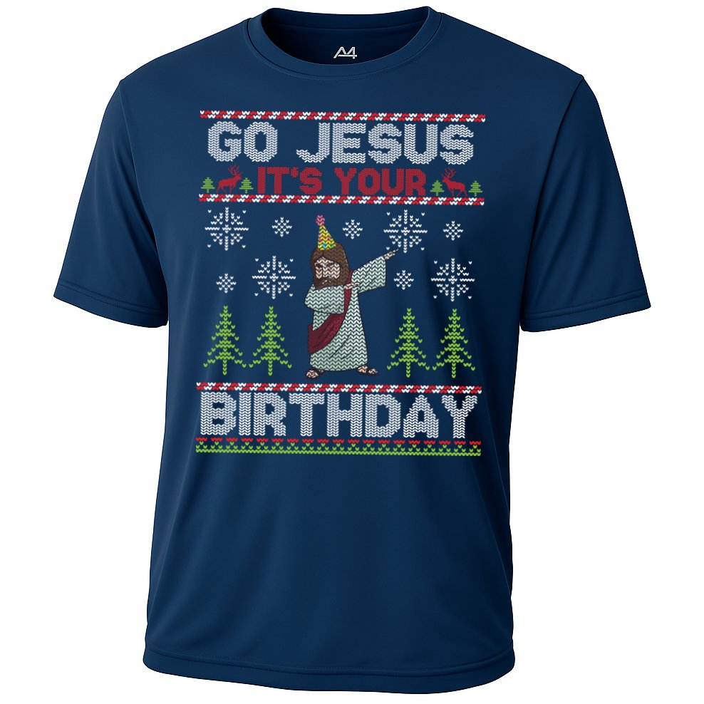 Dabbing Go Jesus It Is Your Birthday Merry Christmas Cooling Performance Crew T-Shirt