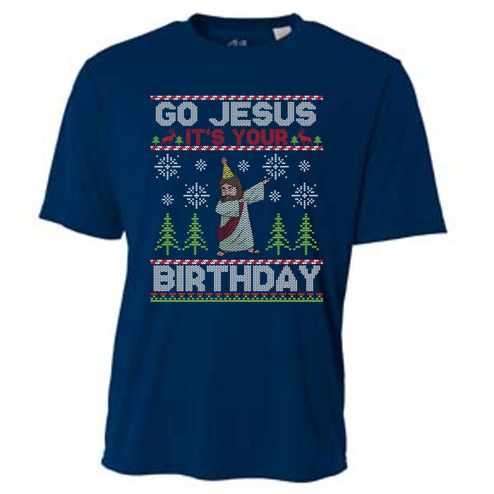 Dabbing Go Jesus It Is Your Birthday Merry Christmas Cooling Performance Crew T-Shirt