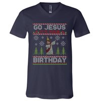 Dabbing Go Jesus It Is Your Birthday Merry Christmas V-Neck T-Shirt