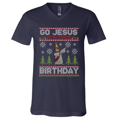 Dabbing Go Jesus It Is Your Birthday Merry Christmas V-Neck T-Shirt