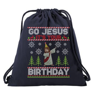 Dabbing Go Jesus It Is Your Birthday Merry Christmas Drawstring Bag