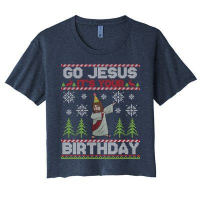 Dabbing Go Jesus It Is Your Birthday Merry Christmas Women's Crop Top Tee