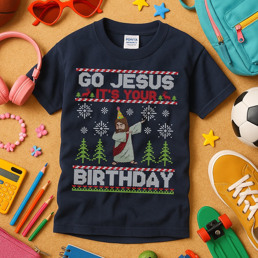 Dabbing Go Jesus It Is Your Birthday Merry Christmas Kids T-Shirt