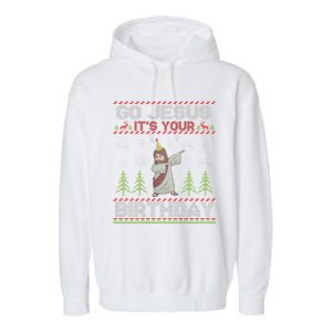 Dabbing Go Jesus It Is Your Birthday Merry Christmas Garment-Dyed Fleece Hoodie