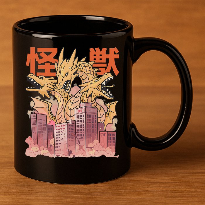 Dragon Ghidorah Japanese 11oz C Handle Ceramic Mug