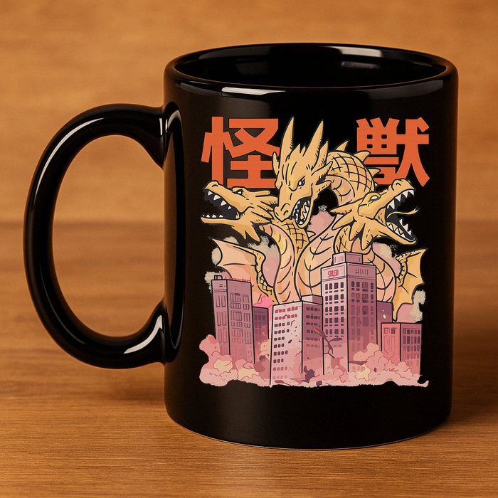 Dragon Ghidorah Japanese 11oz C Handle Ceramic Mug