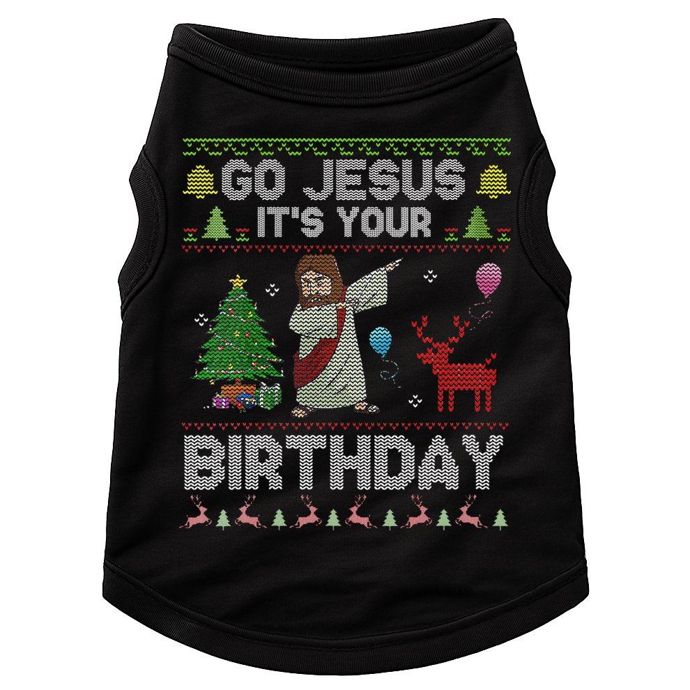 Dabbing Go Jesus Its Your Birthday Merry Christmas Day Doggie Tank