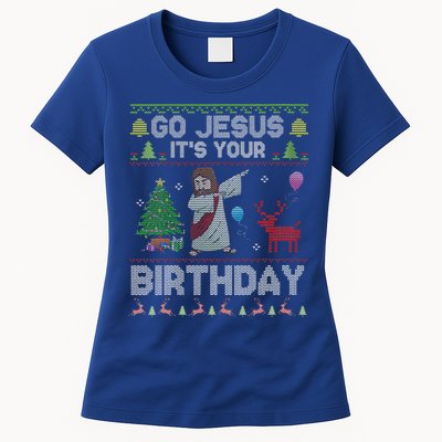 Dabbing Go Jesus Its Your Birthday Merry Christmas Day Womens T-Shirt