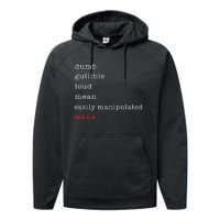 Dumb Gullible Loud Mean Easily Manipulated Maga Performance Fleece Hoodie