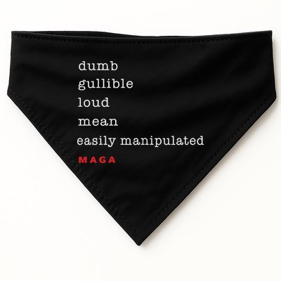 Dumb Gullible Loud Mean Easily Manipulated Maga USA-Made Doggie Bandana