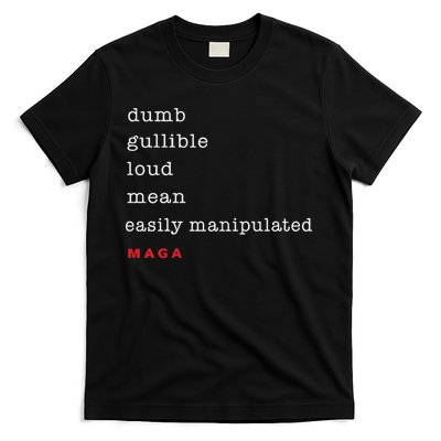 Dumb Gullible Loud Mean Easily Manipulated Maga T-Shirt