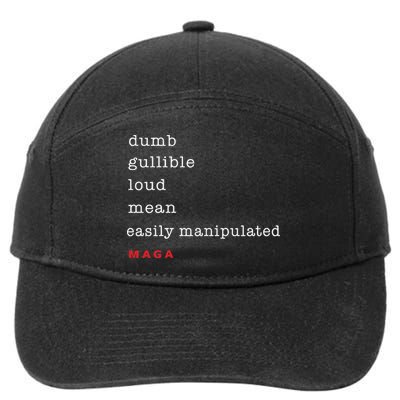 Dumb Gullible Loud Mean Easily Manipulated Maga 7-Panel Snapback Hat
