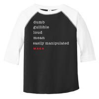 Dumb Gullible Loud Mean Easily Manipulated Maga Toddler Fine Jersey T-Shirt