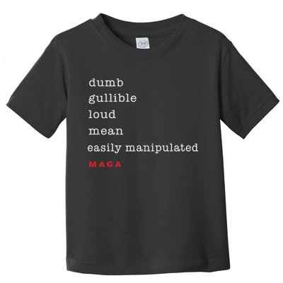 Dumb Gullible Loud Mean Easily Manipulated Maga Toddler T-Shirt