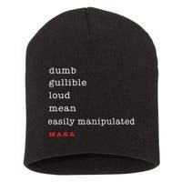 Dumb Gullible Loud Mean Easily Manipulated Maga Short Acrylic Beanie