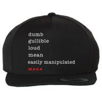 Dumb Gullible Loud Mean Easily Manipulated Maga Wool Snapback Cap