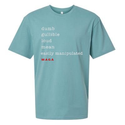 Dumb Gullible Loud Mean Easily Manipulated Maga Sueded Cloud Jersey T-Shirt