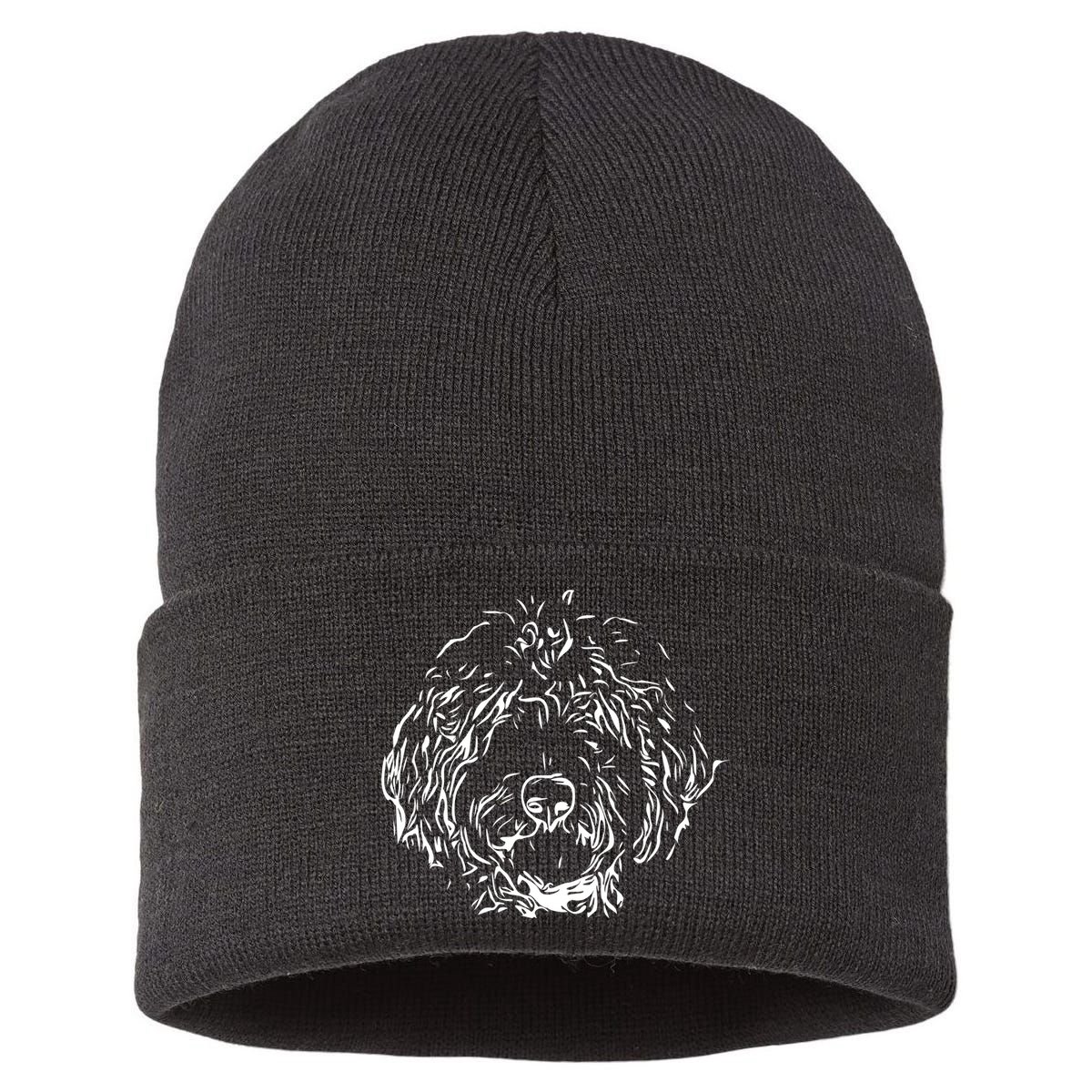 Doodles Goldendoodle Labradoodle Line Drawing Gift Sustainable Knit Beanie