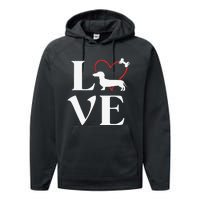 Dachshund Gifts Love Dogs For Dog Mama Performance Fleece Hoodie