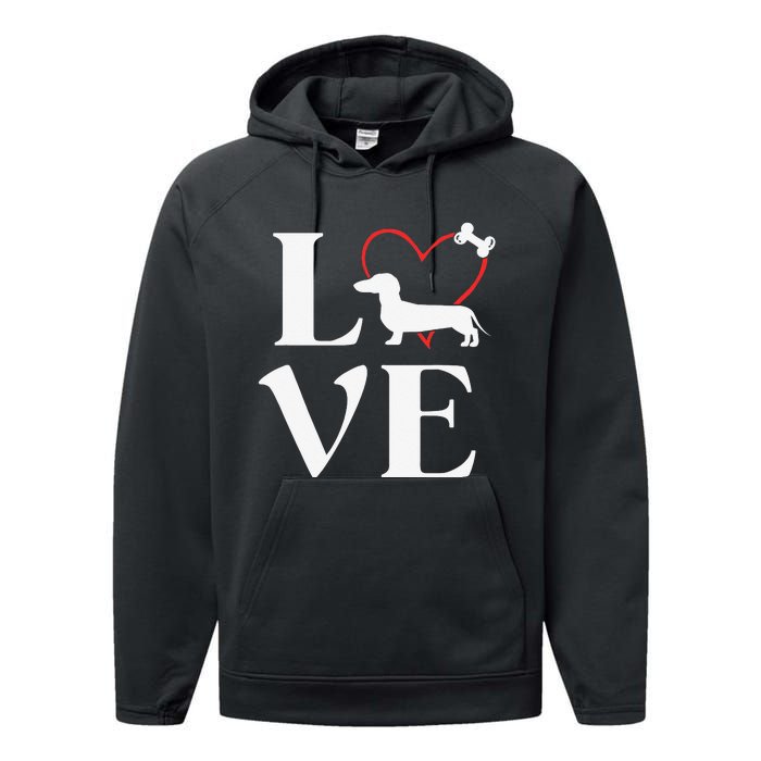 Dachshund Gifts Love Dogs For Dog Mama Performance Fleece Hoodie