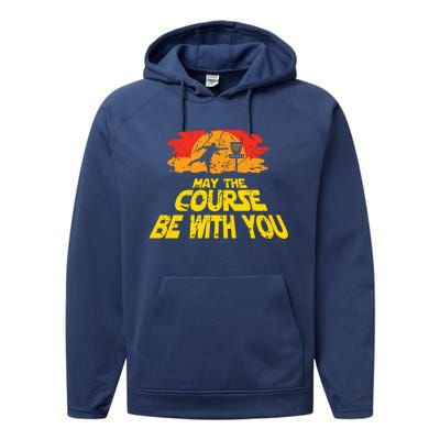 Disc Golf May The Course Be With You Trendy Golf Performance Fleece Hoodie