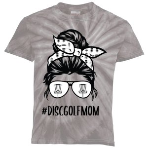 Disc Golf Mom Life Messy Bun Hair Glasses Funny Gift Kids Tie-Dye T-Shirt