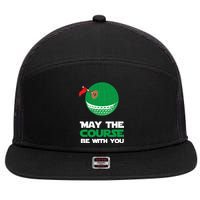 Disc Golf May The Course Be With You 7 Panel Mesh Trucker Snapback Hat