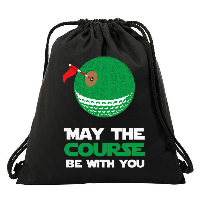 Disc Golf May The Course Be With You Drawstring Bag