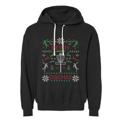 Disc Golf Merry Discmas Christmas Ugly Sweater Graphic Garment-Dyed Fleece Hoodie