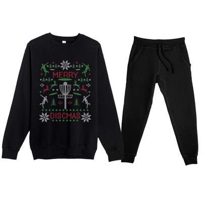 Disc Golf Merry Discmas Christmas Ugly Sweater Graphic Premium Crewneck Sweatsuit Set