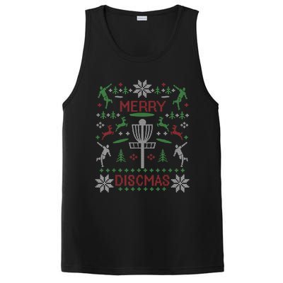 Disc Golf Merry Discmas Christmas Ugly Sweater Graphic PosiCharge Competitor Tank