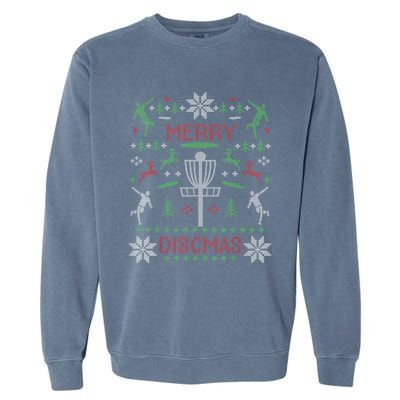 Disc Golf Merry Discmas Christmas Ugly Sweater Graphic Garment-Dyed Sweatshirt