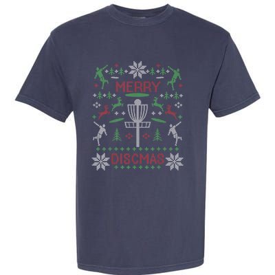 Disc Golf Merry Discmas Christmas Ugly Sweater Graphic Garment-Dyed Heavyweight T-Shirt