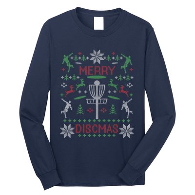 Disc Golf Merry Discmas Christmas Ugly Sweater Graphic Long Sleeve Shirt