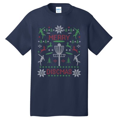 Disc Golf Merry Discmas Christmas Ugly Sweater Graphic Tall T-Shirt