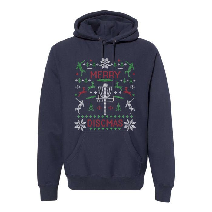 Disc Golf Merry Discmas Christmas Ugly Sweater Graphic Premium Hoodie