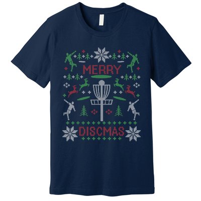 Disc Golf Merry Discmas Christmas Ugly Sweater Graphic Premium T-Shirt