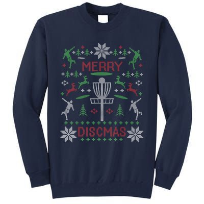 Disc Golf Merry Discmas Christmas Ugly Sweater Graphic Tall Sweatshirt