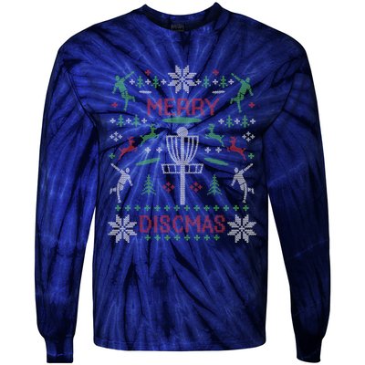 Disc Golf Merry Discmas Christmas Ugly Sweater Graphic Tie-Dye Long Sleeve Shirt