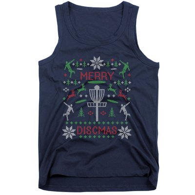 Disc Golf Merry Discmas Christmas Ugly Sweater Graphic Tank Top