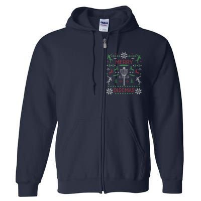 Disc Golf Merry Discmas Christmas Ugly Sweater Graphic Full Zip Hoodie