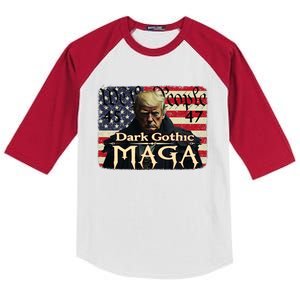 Dark Gothic Maga Trump 2024 For President Vote Trump 45 47 Kids Colorblock Raglan Jersey